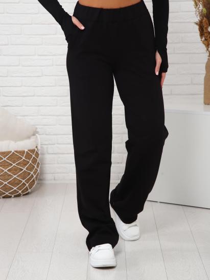 Брюки с карманами футер с лайкрой (01038, черный) - фото 4