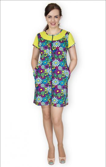 Халат женский на молнии, жёлтый (259-3) - фото 1