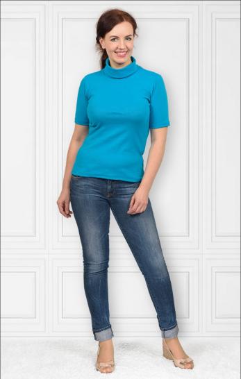 Водолазка женская, рибана с лайкрой (00837, бирюзовый) - фото 1