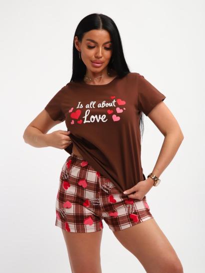 Пижама с шортами (01067, коричневый) - фото 12