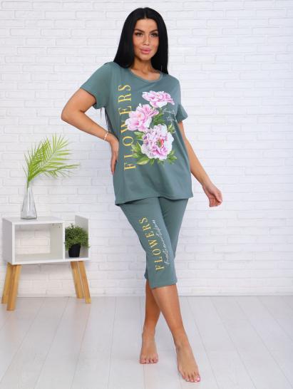 Костюм с бриджами, принт (00978, олива) - фото 17