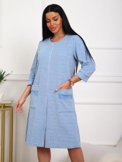 Халат махровый на молнии (01075, голубой) - фото 6