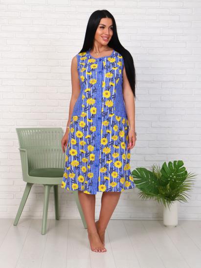 Халат женский на пуговицах, голубой (921-2) - фото 10