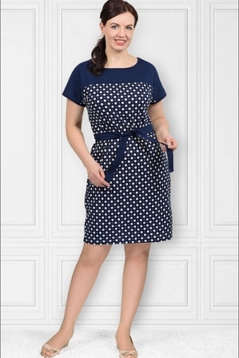 Платье с поясом, горошек (454 вид 2) - фото 1