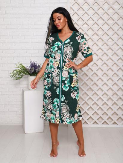 Халат женский с карманами на молнии, зеленый (946-1) - фото 1