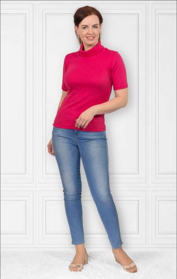 Водолазка женская, рибана с лайкрой (00837, малиновый) - фото 1