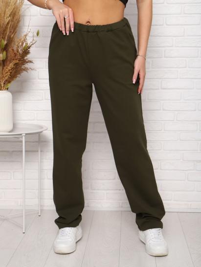 Брюки с карманами, футер с лайкрой 2-х нитка (00965, хаки) - фото 6