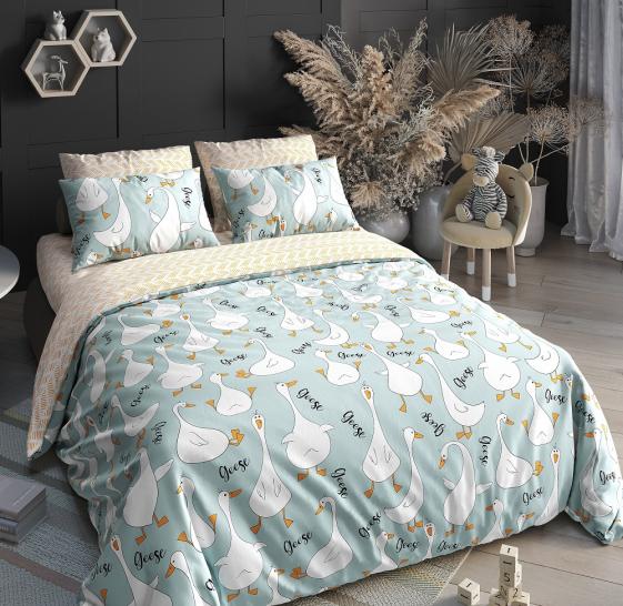 Комплект постельного белья Гуси мятный Поплин - фото 2