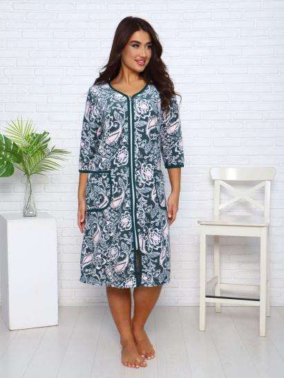 Халат велюровый на молнии, зеленый (941-7) - фото 1