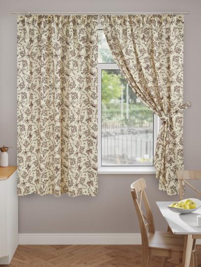 Шторы короткие с подхватами Бабочка бежевая - фото 3