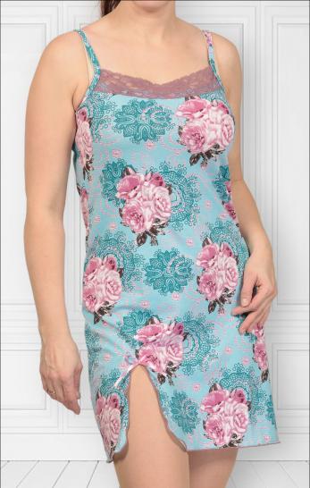 Сорочка вискозная на бретелях, голубой (438-3) - фото 2