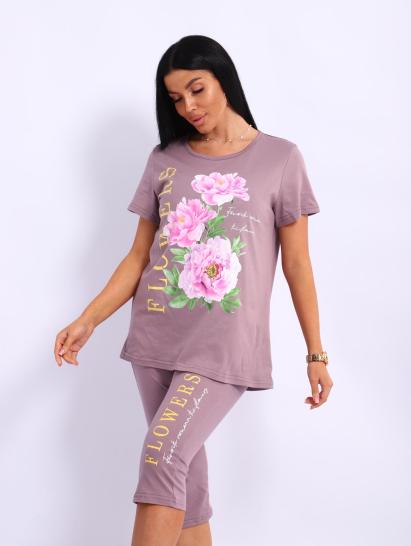 Костюм с бриджами, принт (00978, капучино) - фото 7