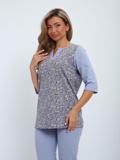 Пижама с брюками футер с начёсом (01059, серо-голубой) - фото 5