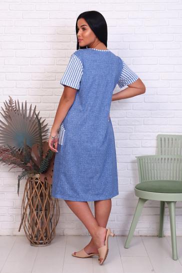 Платье с карманами, голубой (925 вид 2) - фото 2