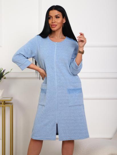 Халат махровый на молнии (01075, голубой) - фото 8