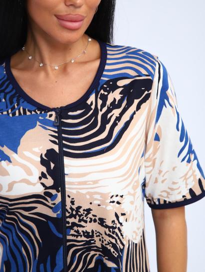 Халат женский на молнии с карманами (01057, синий) - фото 2