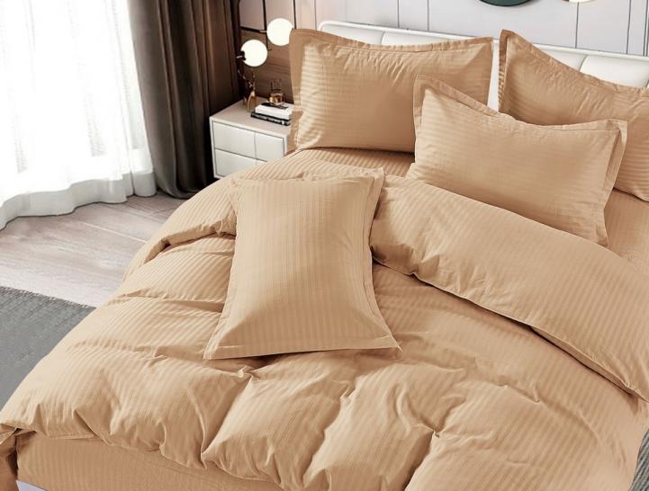 Комплект постельного белья Шпинель пожареный миндаль страйп-сатин - фото 1