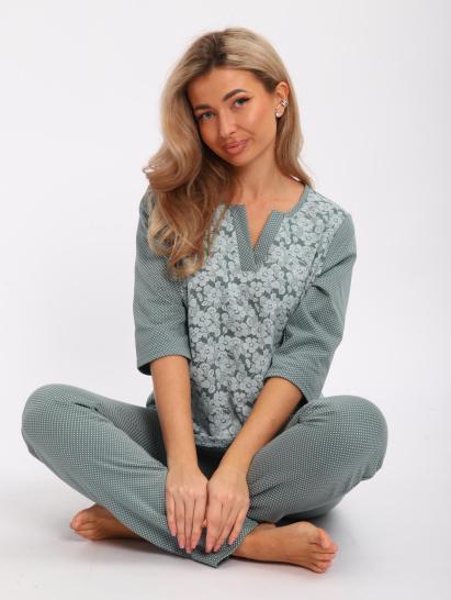 Пижама с брюками футер с начёсом (01059, зеленый) - фото 2
