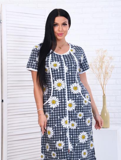 Халат женский на молнии с карманами, ромашка, серый (893-1) - фото 3