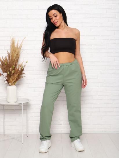 Брюки с карманами, футер с лайкрой 2-х нитка (00965, олива) - фото 12