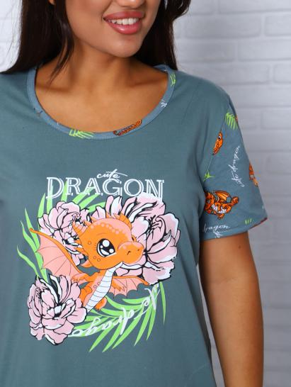 Туника с карманами, принт, зеленый (953-2) - фото 2