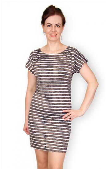Платье - туника, вискозное (батик), "Полоска, сепия" (355-3) - фото 2
