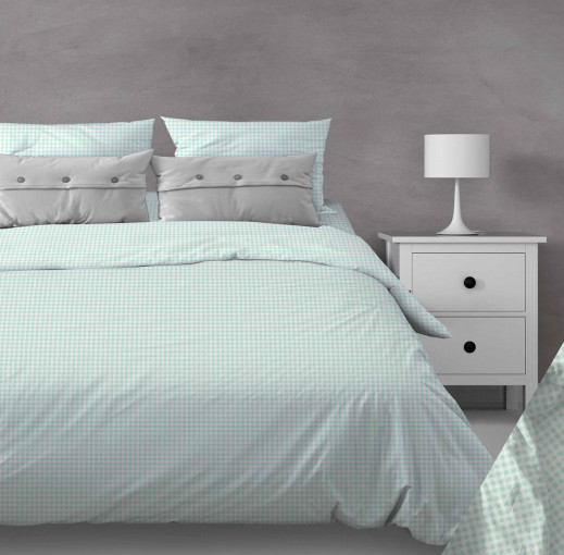 Ткань Клеточка мятный Бязь 150 см  - фото 1