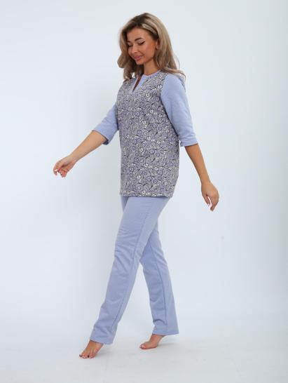 Пижама с брюками футер с начёсом (01059, серо-голубой) - фото 16