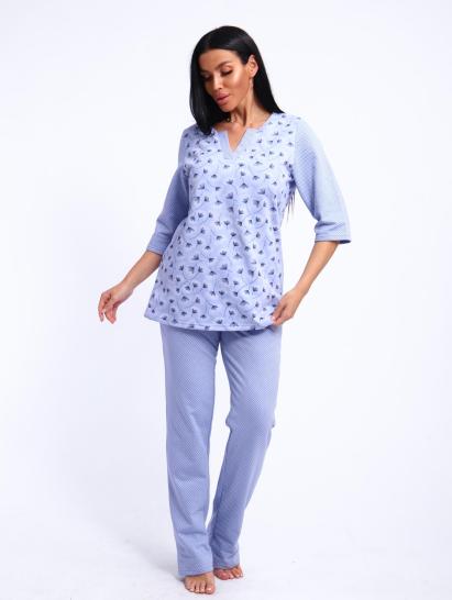 Пижама с брюками футер с начёсом (01059, голубой) - фото 13