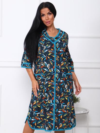 Халат женский на пуговицах с карманами (00958, синий) - фото 7