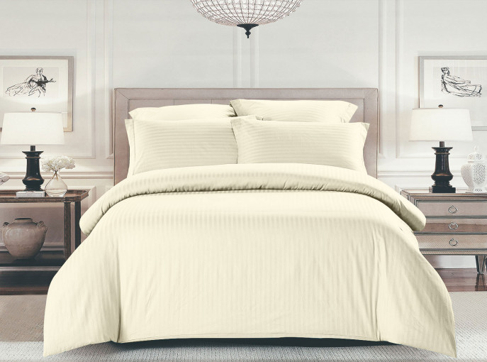 Комплект постельного белья Шпинель ванильный крем страйп-сатин - фото 2