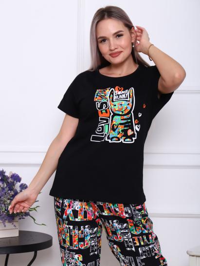 Костюм с брюками, принт, черный (896-1) - фото 4