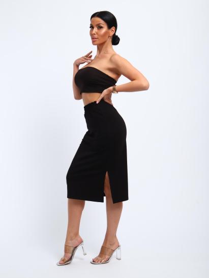 Юбка, футер (01056, черный миди) - фото 1