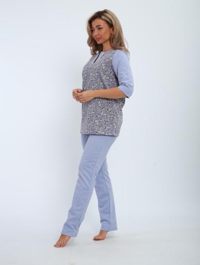 Пижама с брюками футер с начёсом (01059, серо-голубой) - фото 15