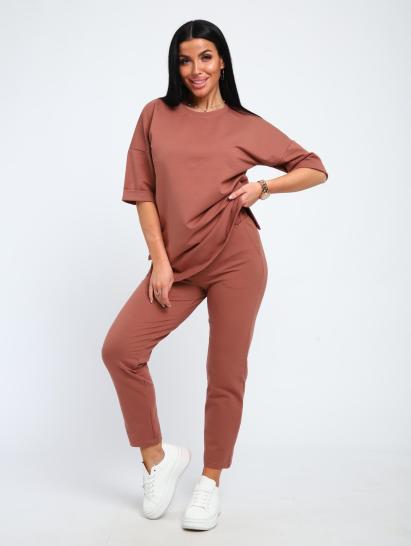 Костюм с брюками, футер с лайкрой (01048, коричневый) - фото 18