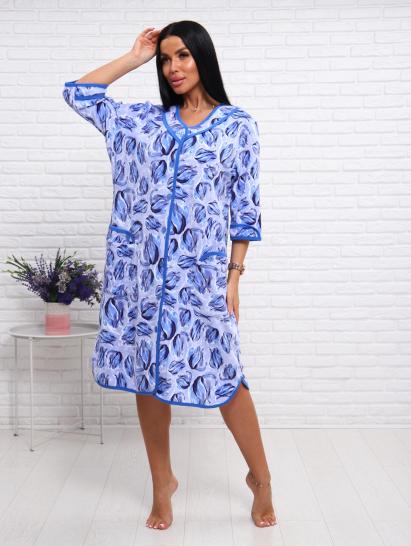 Халат велюровый на пуговицах (01022, голубой) - фото 14