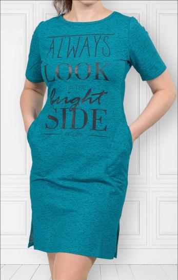 Платье футер с лайкрой, принт, берёзка - изумруд (322-6) - фото 2