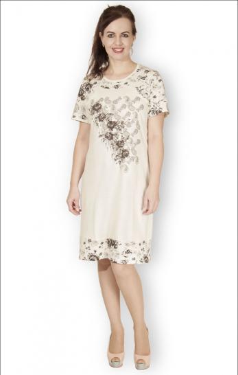 Сорочка двойного крашения, принт, экрю (308) - фото 1