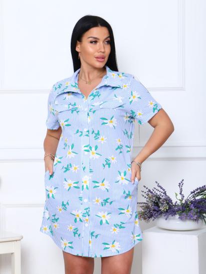 Халат - рубашка на пуговицах с карманами, ромашки (890-1) - фото 6