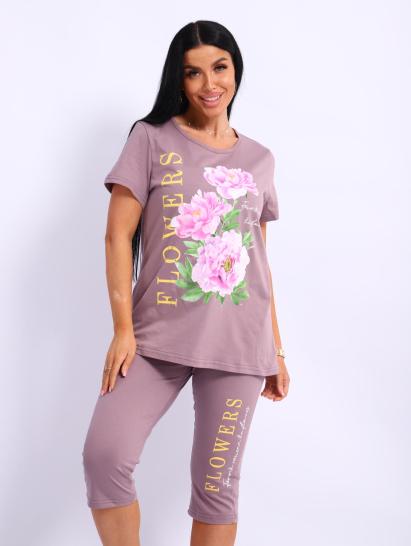 Костюм с бриджами, принт (00978, капучино) - фото 6