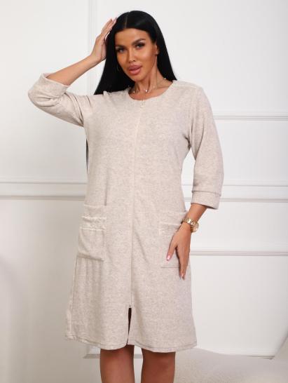 Халат махровый на молнии (01075, светло-бежевый) - фото 3