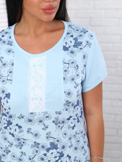 Сорочка с кружевом стрейч, голубой (897-4) - фото 9
