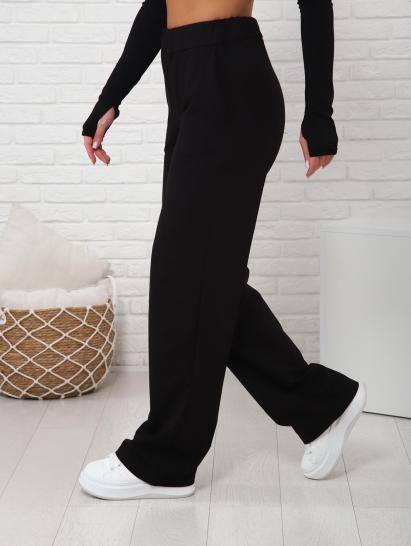 Брюки с карманами футер с лайкрой (01038, черный) - фото 2