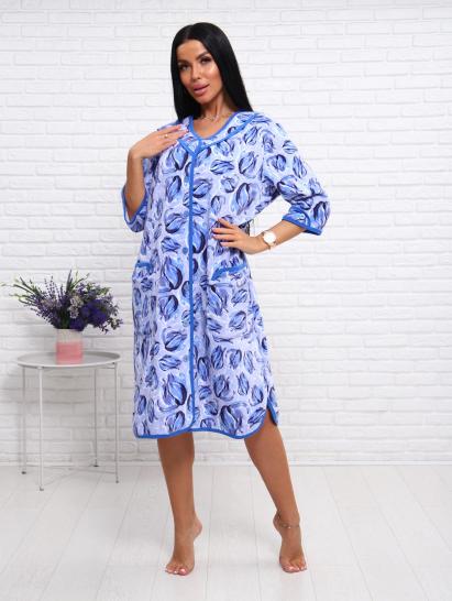 Халат велюровый на пуговицах (01022, голубой) - фото 15