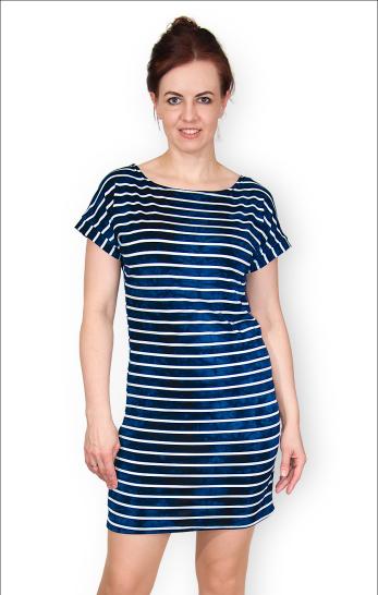 Платье - туника, вискозное (батик), "Полоска, индиго" (355-2) - фото 2