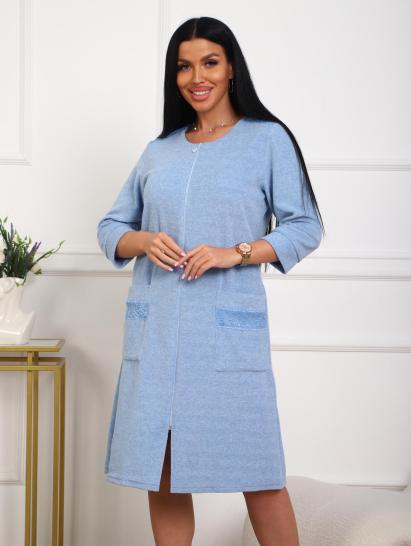 Халат махровый на молнии (01075, голубой) - фото 5