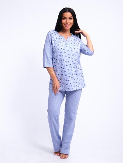 Пижама с брюками футер с начёсом (01059, голубой) - фото 17