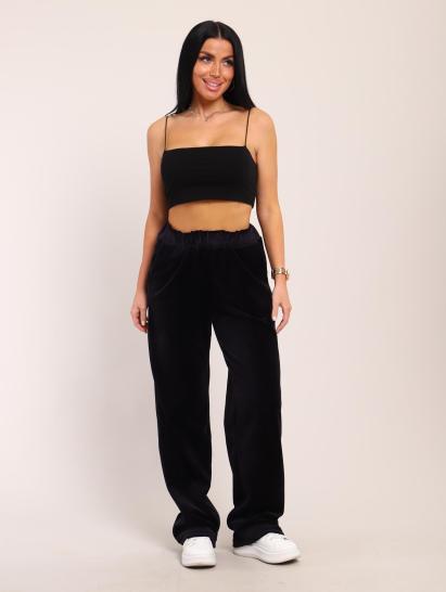 Брюки велюровые с карманами (01039, черный) - фото 2