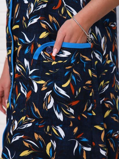 Халат женский на пуговицах с карманами, темно - синий (958-3) - фото 12