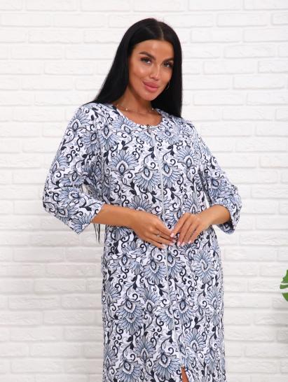 Халат махровый на молнии (01016, цветы) - фото 3